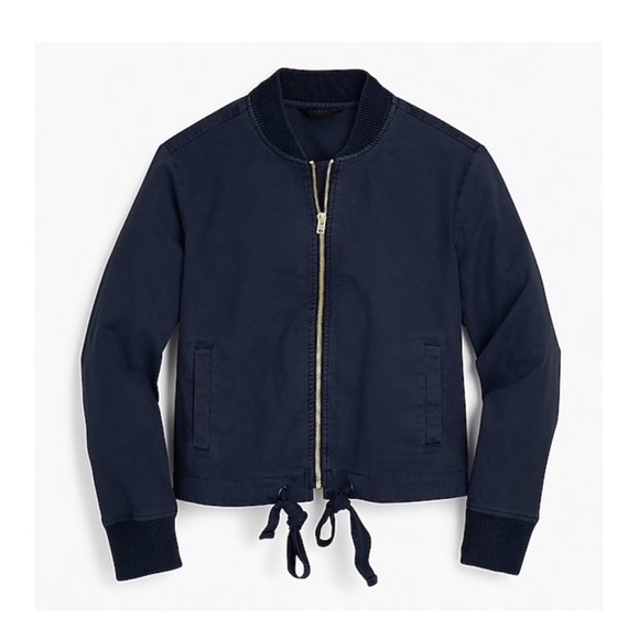J Crew Women's Garment Dyed Cotton‎ Bomber Jacket, Deep Navy - Size L - Picture 3 of 11